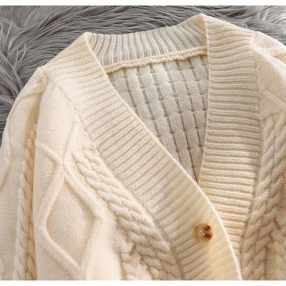 Cable Knit loose fit Cropped Cardigan - Picture 6 of 8